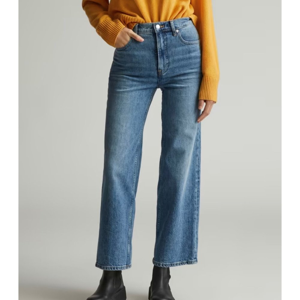 Everlane Blue High-Rise Wide-Leg Jeans